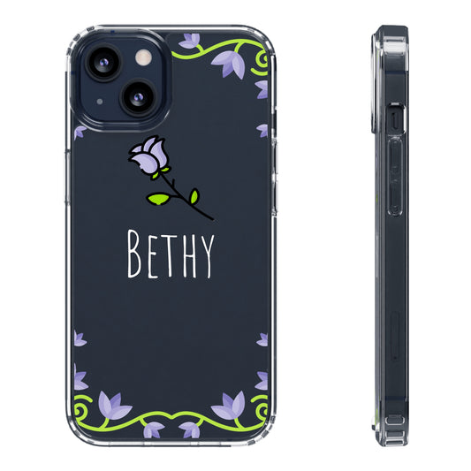 Custom Name Violet Floral Vines | Clear iPhone Case / Samsung Case