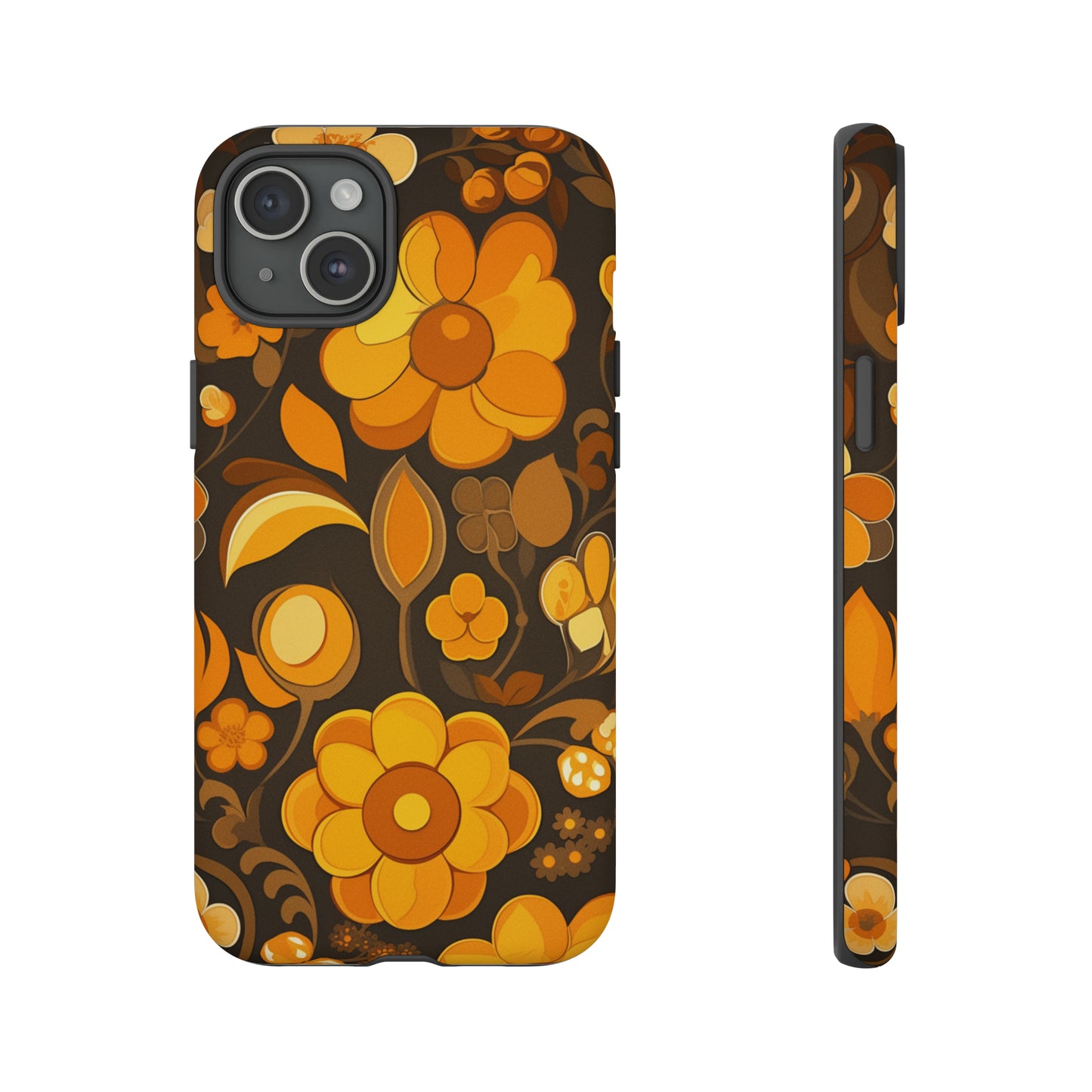 Abstract Retro 70s Dark Wildflower Patterns iPhone Case / Samsung Case