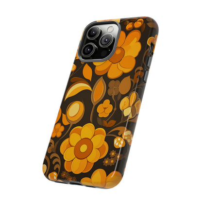 Abstract Retro 70s Dark Wildflower Patterns iPhone Case / Samsung Case