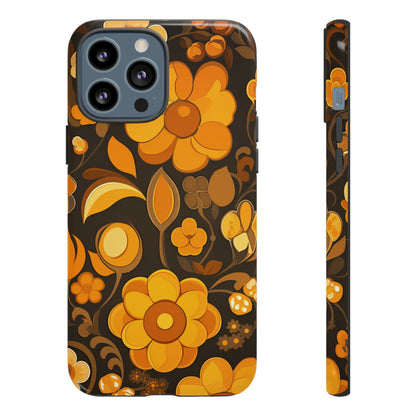 Abstract Retro 70s Dark Wildflower Patterns iPhone Case / Samsung Case