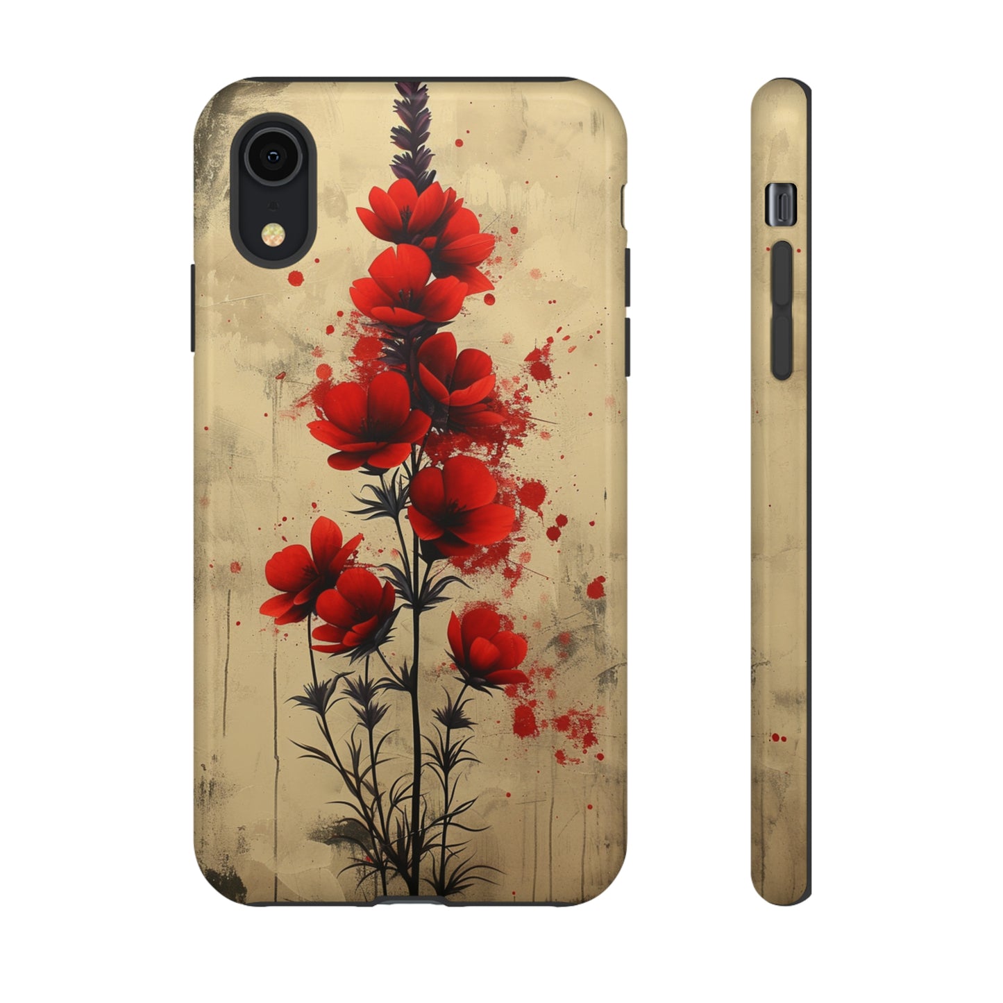 Vintage Red Roses, Wildflowers iPhone Case