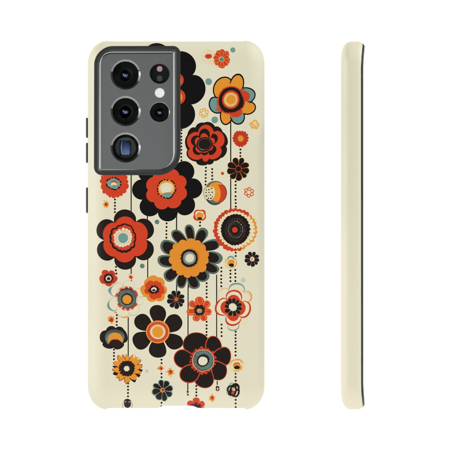 Minimalistic Round Flowers & Thin Vines Pattern iPhone Case