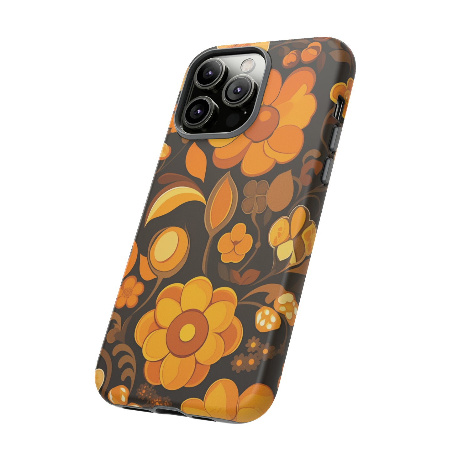 Abstract Retro 70s Dark Wildflower Patterns iPhone Case / Samsung Case