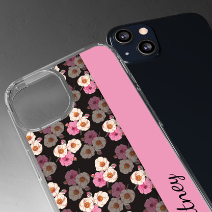 Custom Name Light Rose Pattern | Clear iPhone Case / Samsung Case