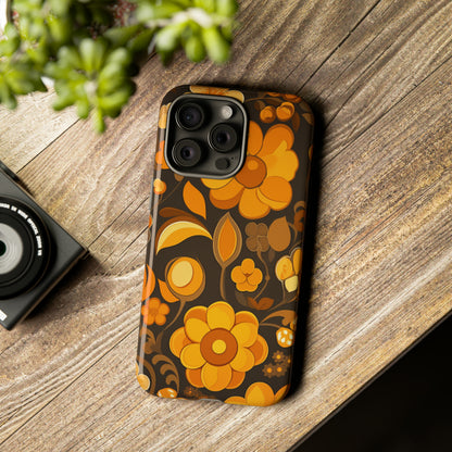 Abstract Retro 70s Dark Wildflower Patterns iPhone Case / Samsung Case