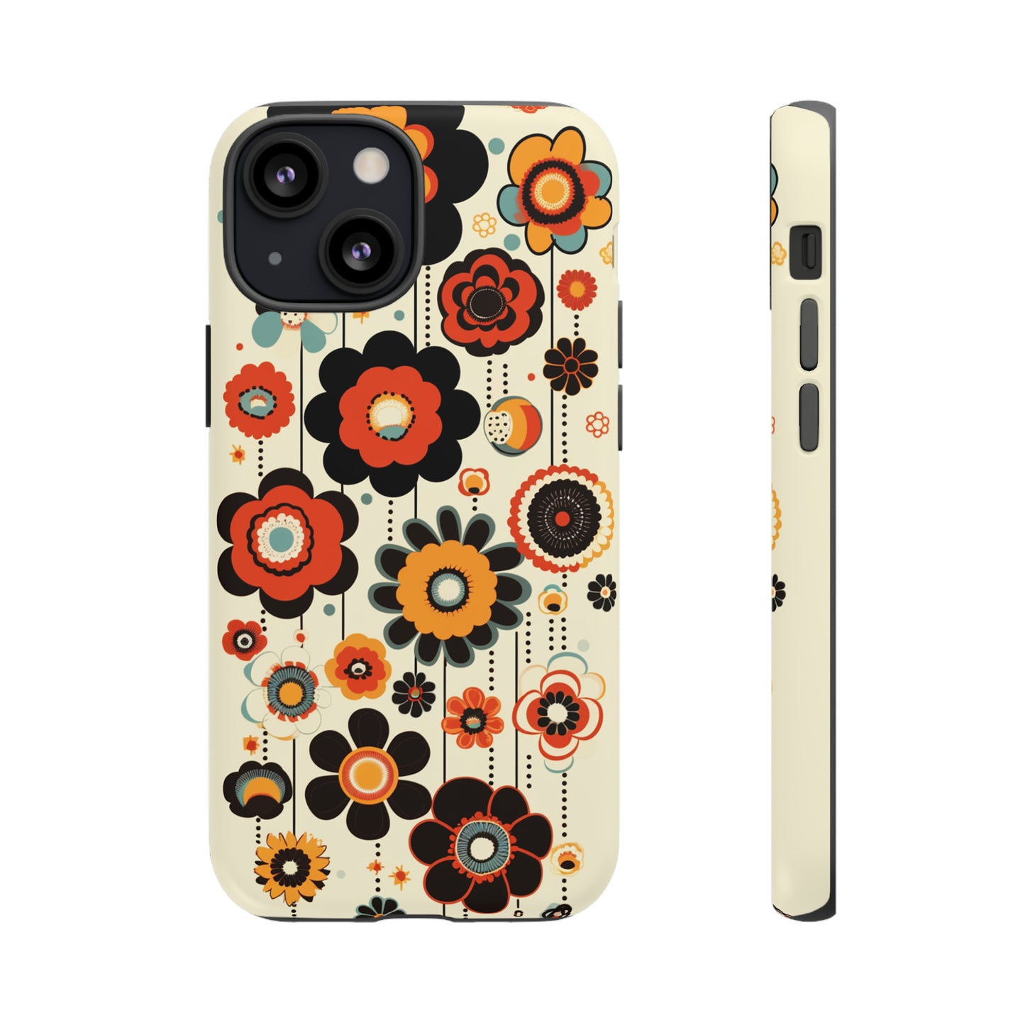 Minimalistic Round Flowers & Thin Vines Pattern iPhone Case