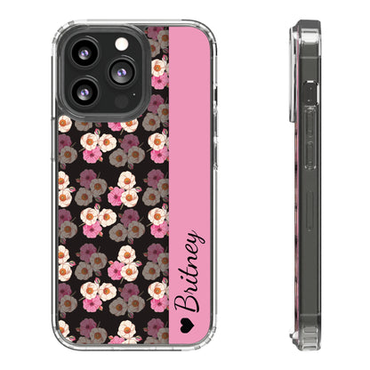 Custom Name Light Rose Pattern | Clear iPhone Case / Samsung Case