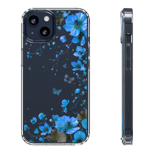 Beautiful Wildflower Vines | Blue | Clear iPhone Case / Samsung Case