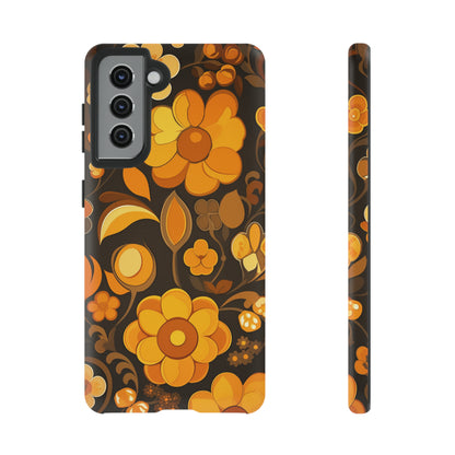 Abstract Retro 70s Dark Wildflower Patterns iPhone Case / Samsung Case