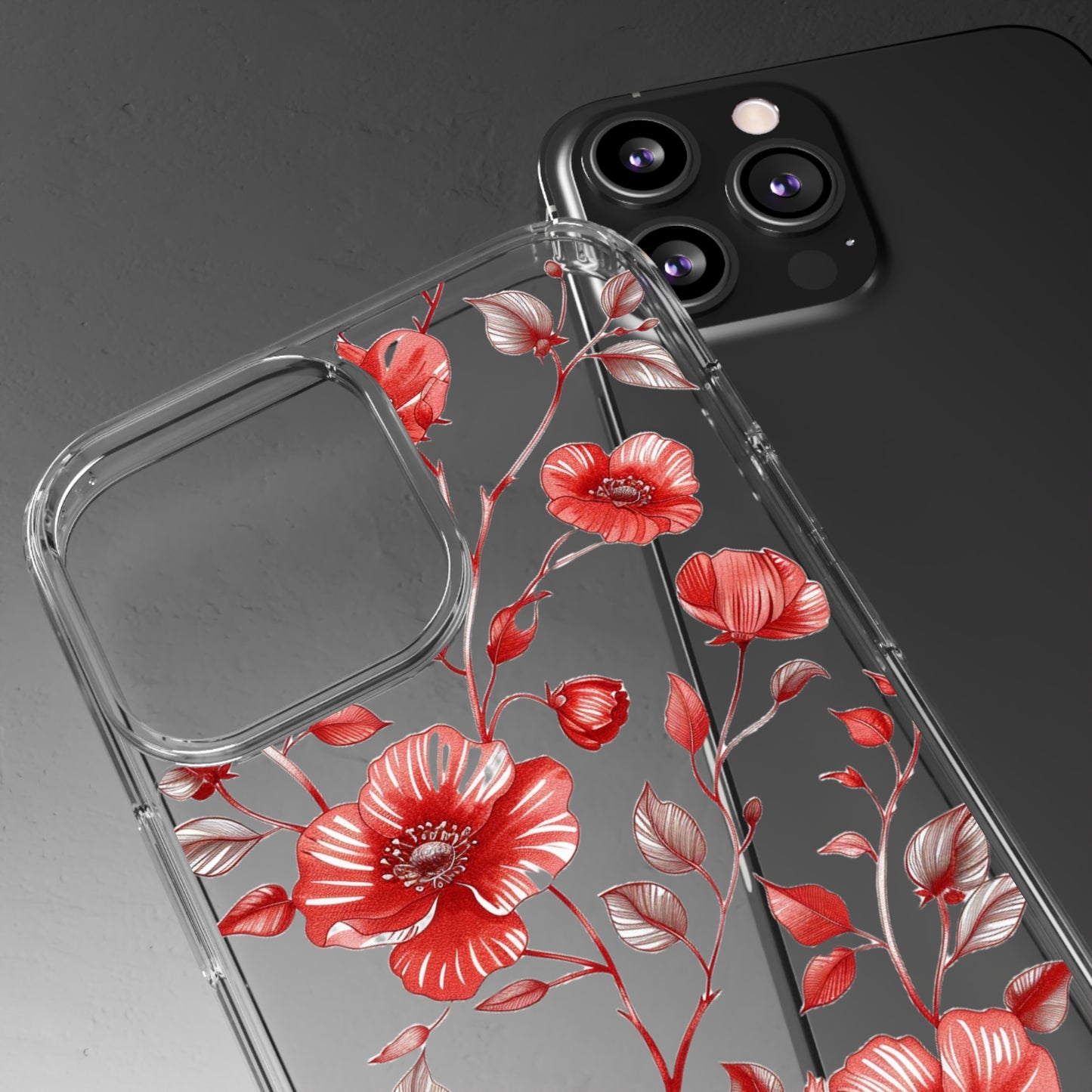 Scarlet Red Pansies | Clear iPhone Case / Samsung Case