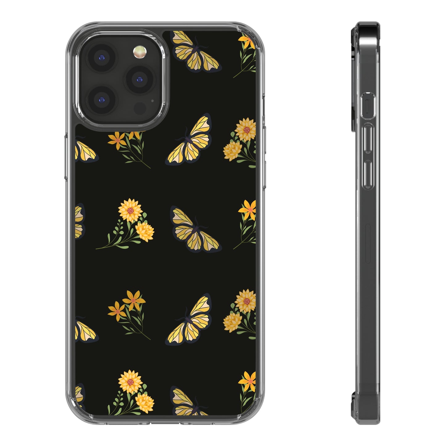 Yellow Butterfly & Flowers | Clear iPhone Case / Samsung Case