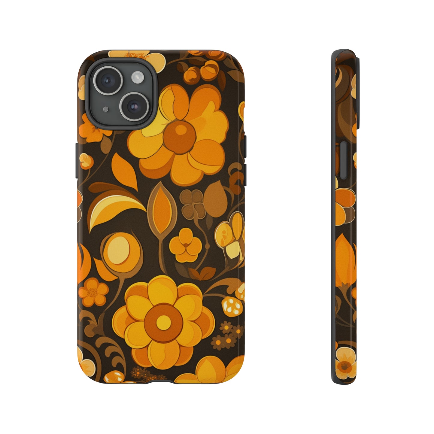 Abstract Retro 70s Dark Wildflower Patterns iPhone Case / Samsung Case