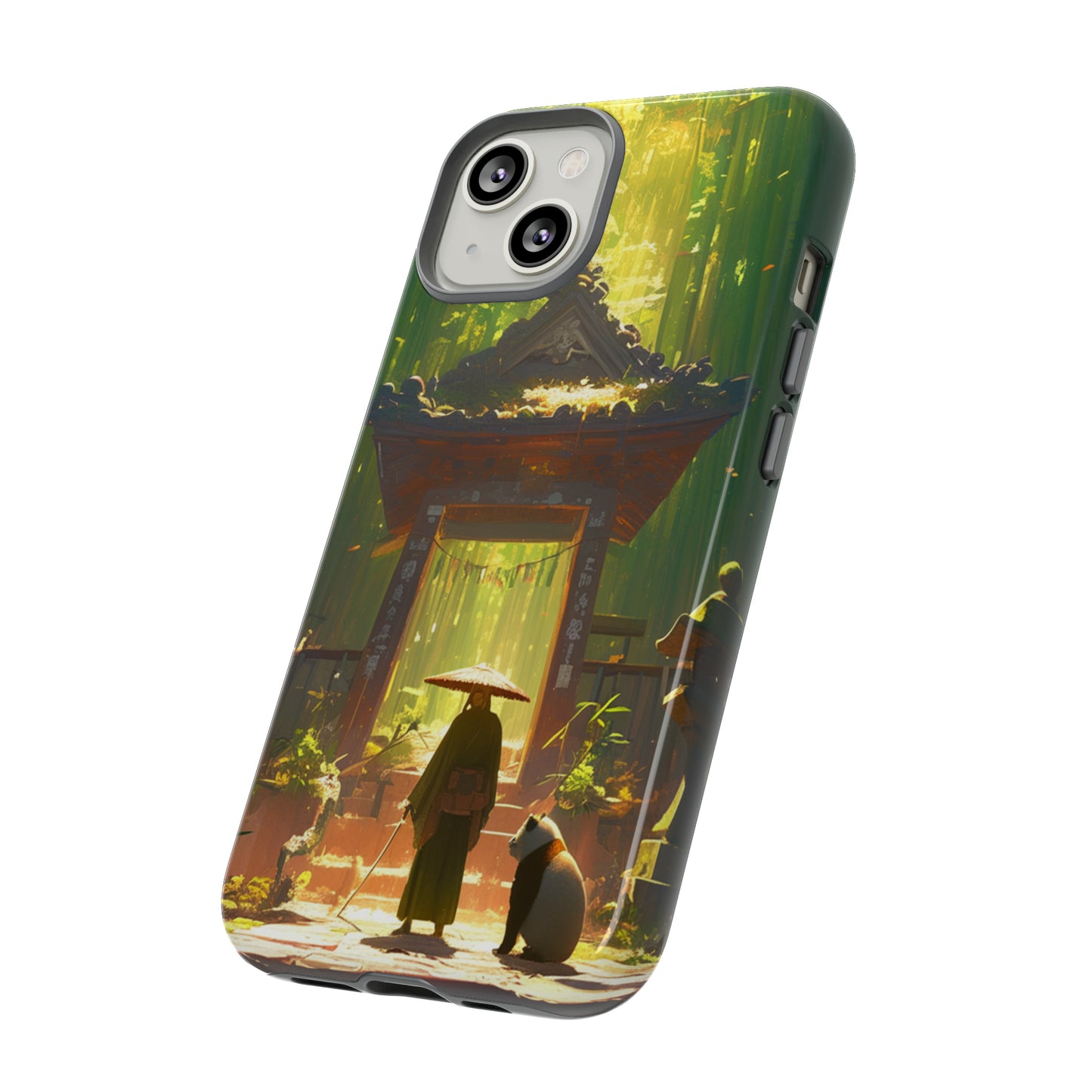 Vintage Japanese Temple Aesthetic WIth Panda iPhone Case, iPhone 15 Pro Max 14 13 12 11 Mini, Samsung Galaxy S23 S22, Google Pixel 7 6 Pro