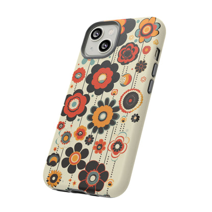 Minimalistic Round Flowers & Thin Vines Pattern iPhone Case