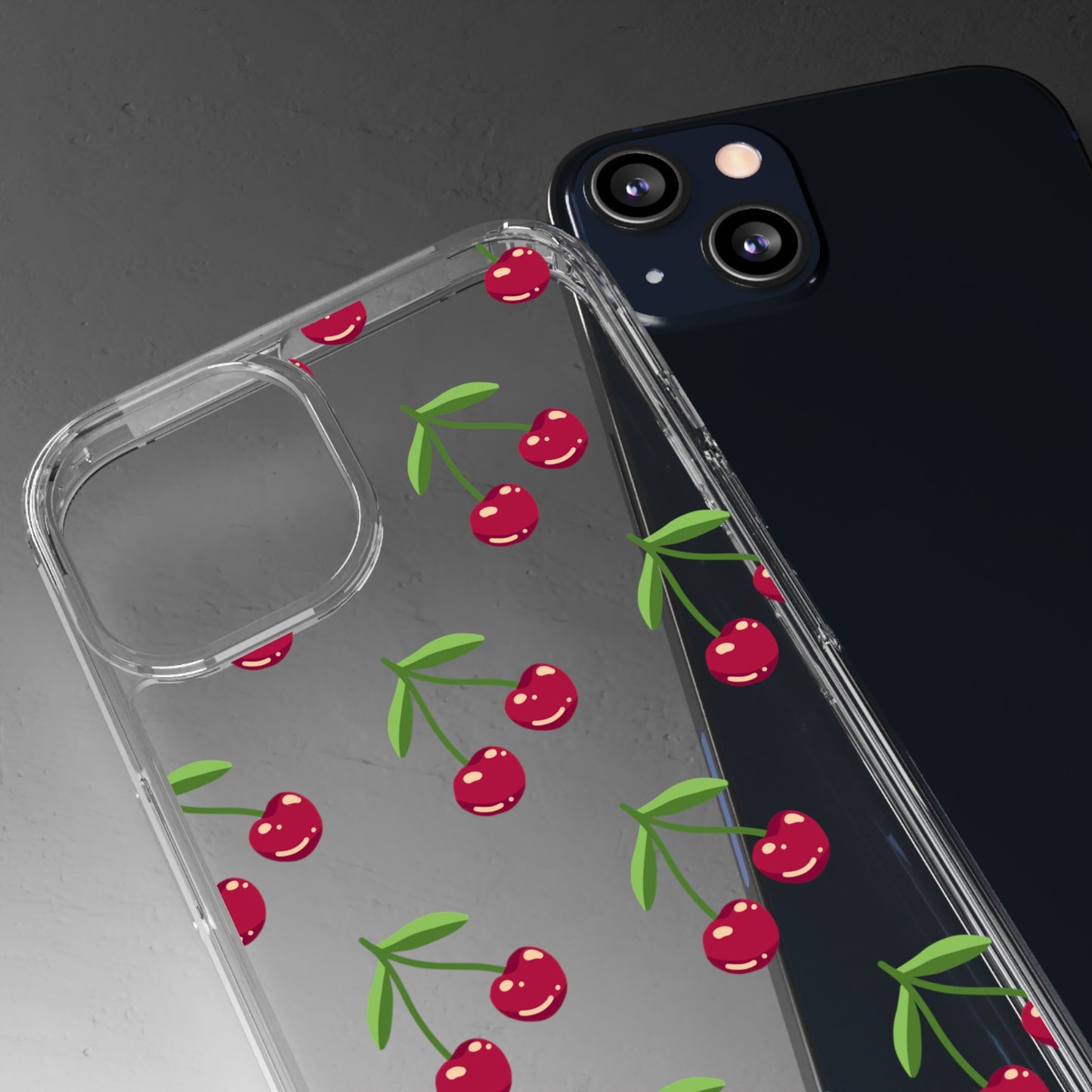 Red Juicy Cherry Pattern Clear Phone Case