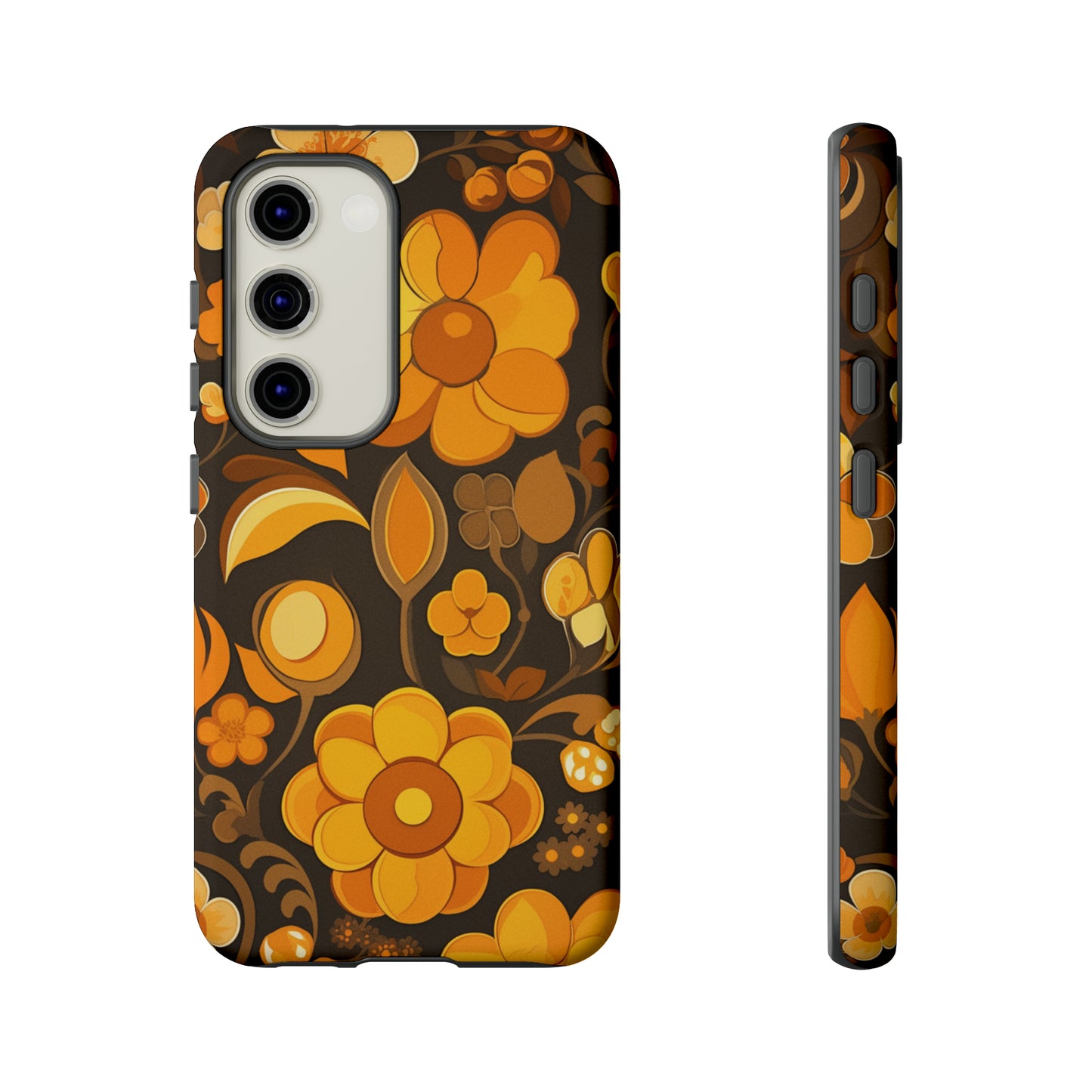 Abstract Retro 70s Dark Wildflower Patterns iPhone Case / Samsung Case