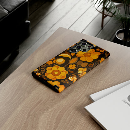 Abstract Retro 70s Dark Wildflower Patterns iPhone Case / Samsung Case