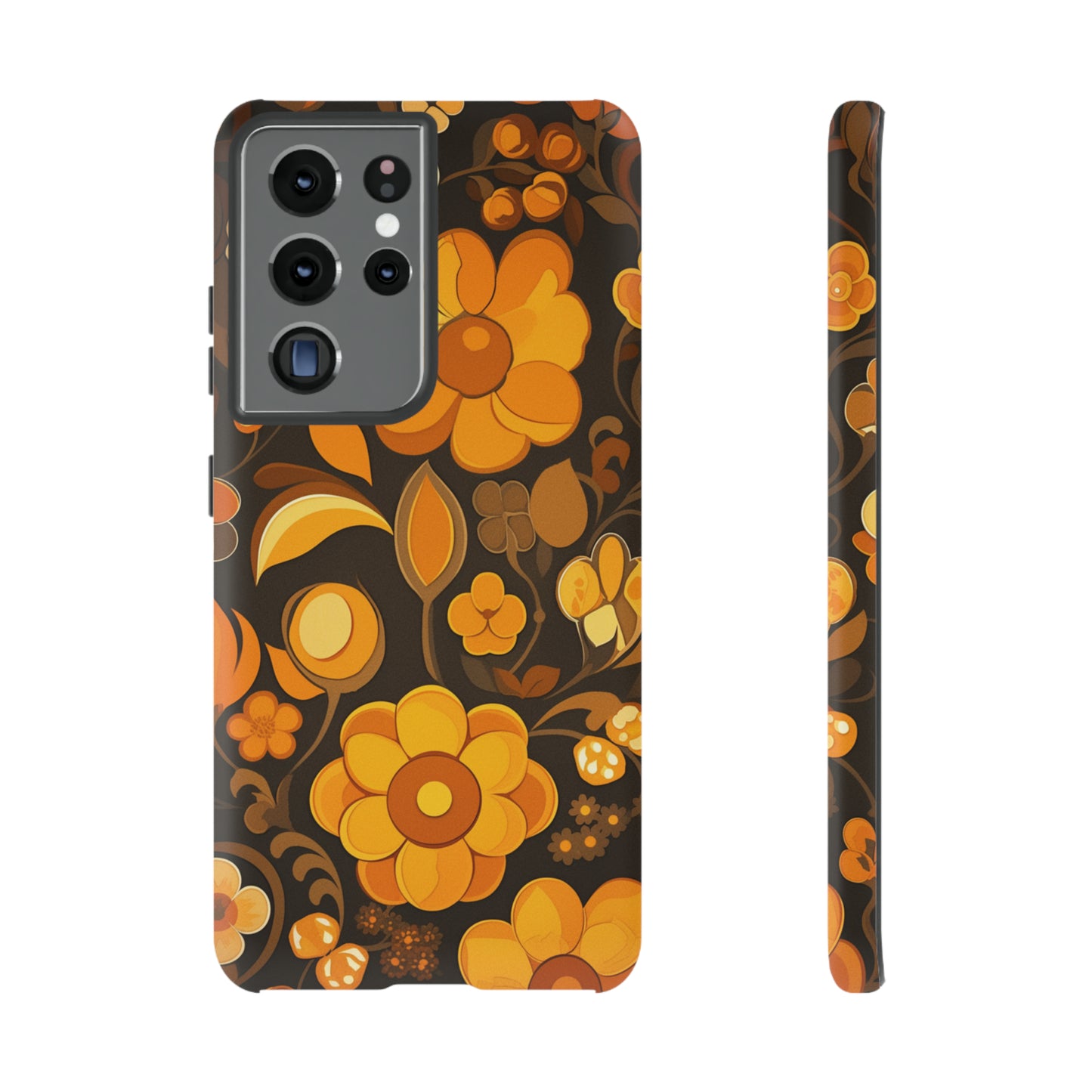 Abstract Retro 70s Dark Wildflower Patterns iPhone Case / Samsung Case