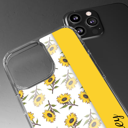 Custom Name Sunflower Pattern | Clear iPhone Case / Samsung Case