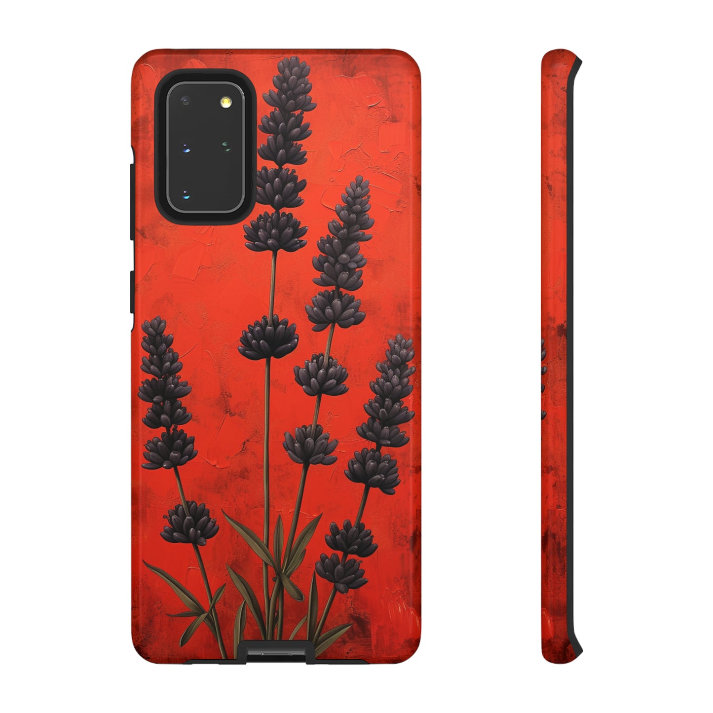 Minimalist Red and Black Lavender Flowers, Vintage Wildflowers iPhone Case