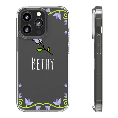 Custom Name Violet Floral Vines | Clear iPhone Case / Samsung Case