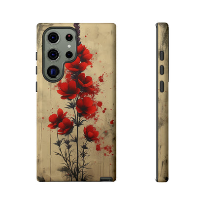 Vintage Red Roses, Wildflowers iPhone Case