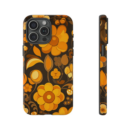 Abstract Retro 70s Dark Wildflower Patterns iPhone Case / Samsung Case