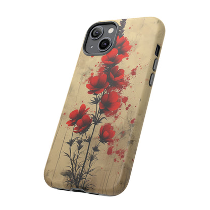 Vintage Red Roses, Wildflowers iPhone Case