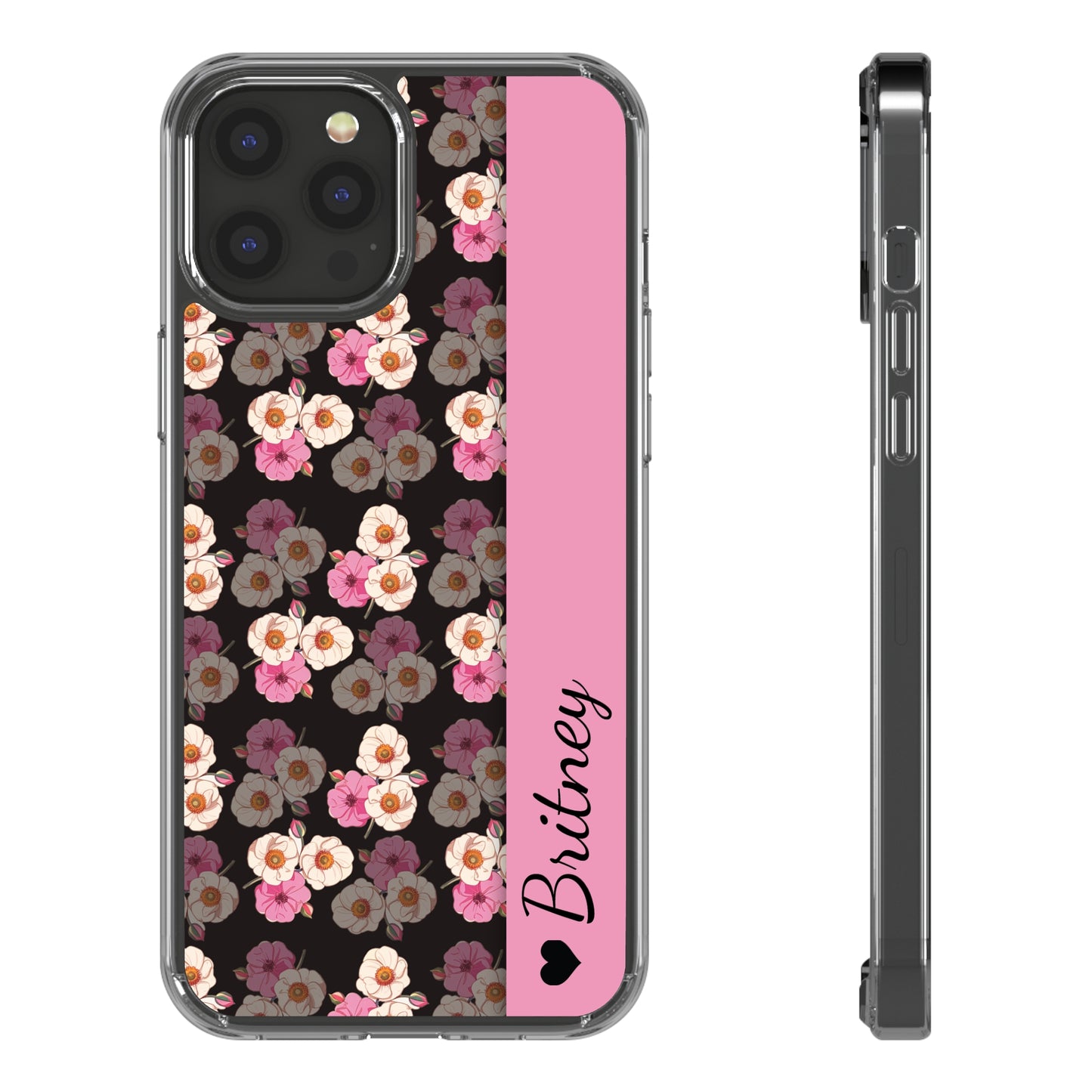 Custom Name Light Rose Pattern | Clear iPhone Case / Samsung Case