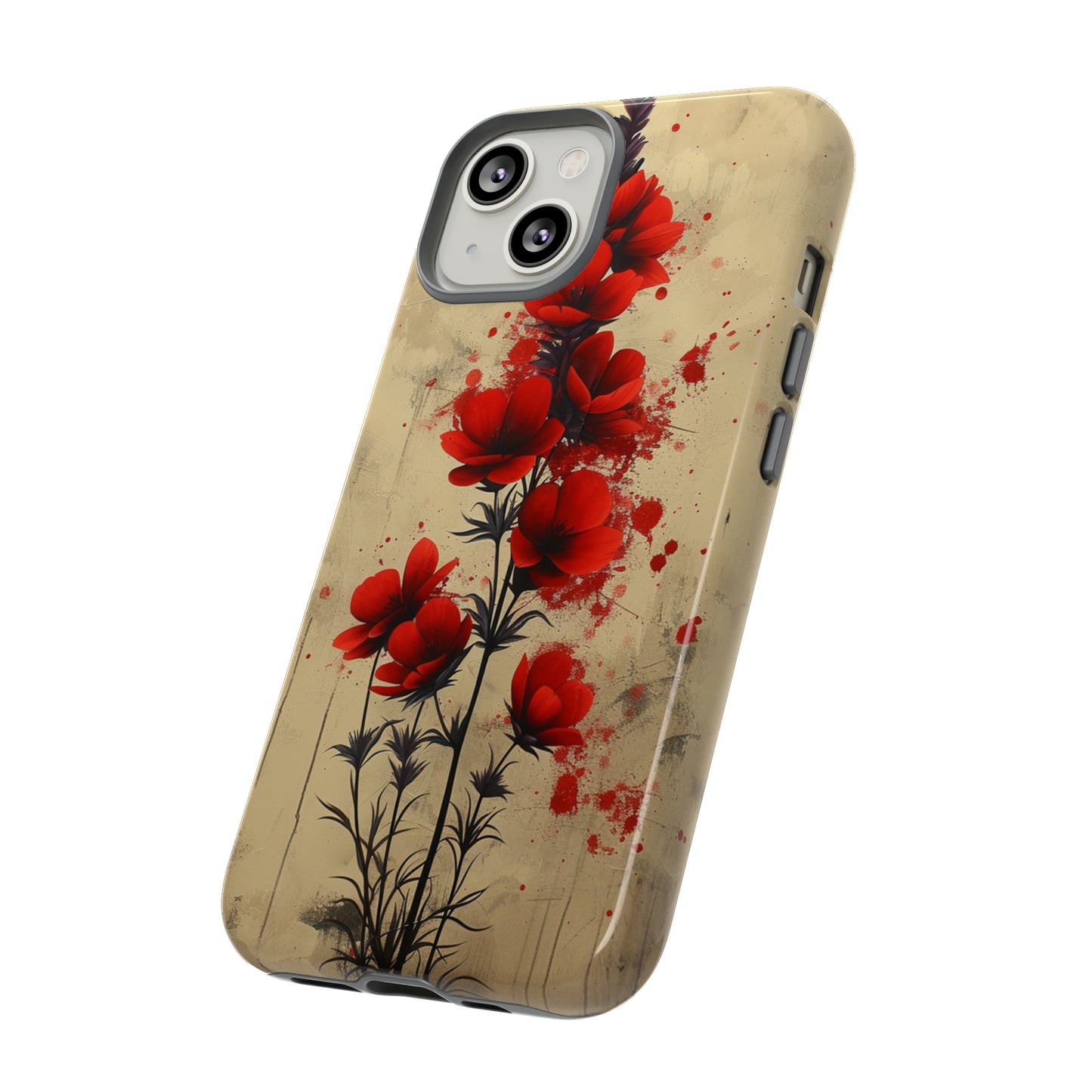 Vintage Red Roses, Wildflowers iPhone Case