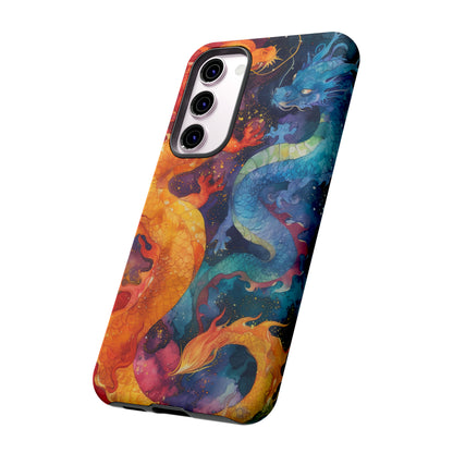 Abstract Twirling Twin Dragon Phone Case, Abstract Aesthetic, iPhone 15 Pro Max 14 13 12 Mini, Samsung Galaxy S23 S22, Google Pixel 7