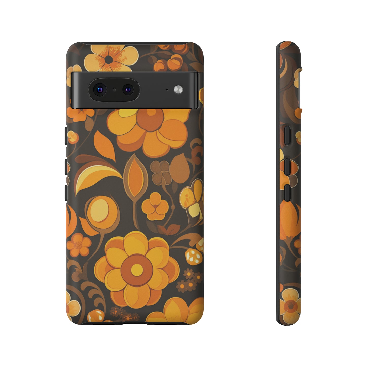 Abstract Retro 70s Dark Wildflower Patterns iPhone Case / Samsung Case