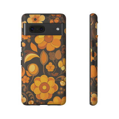 Abstract Retro 70s Dark Wildflower Patterns iPhone Case / Samsung Case