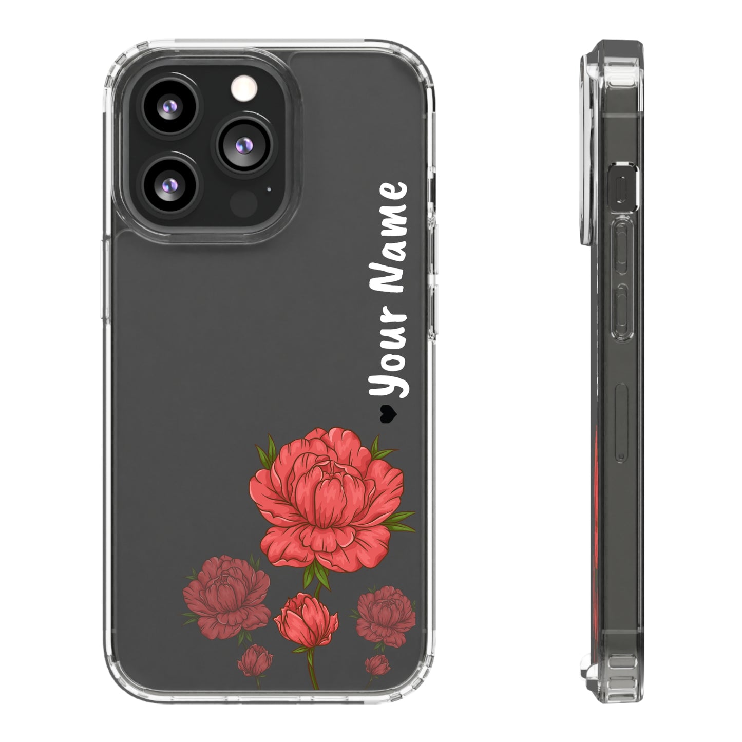 Custom Red Flowers | Clear iPhone Case / Samsung Case