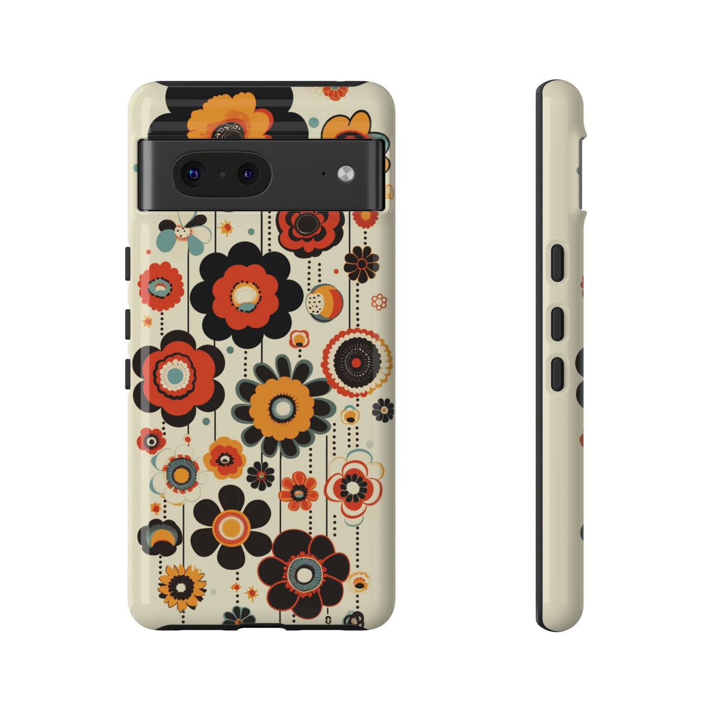 Minimalistic Round Flowers & Thin Vines Pattern iPhone Case