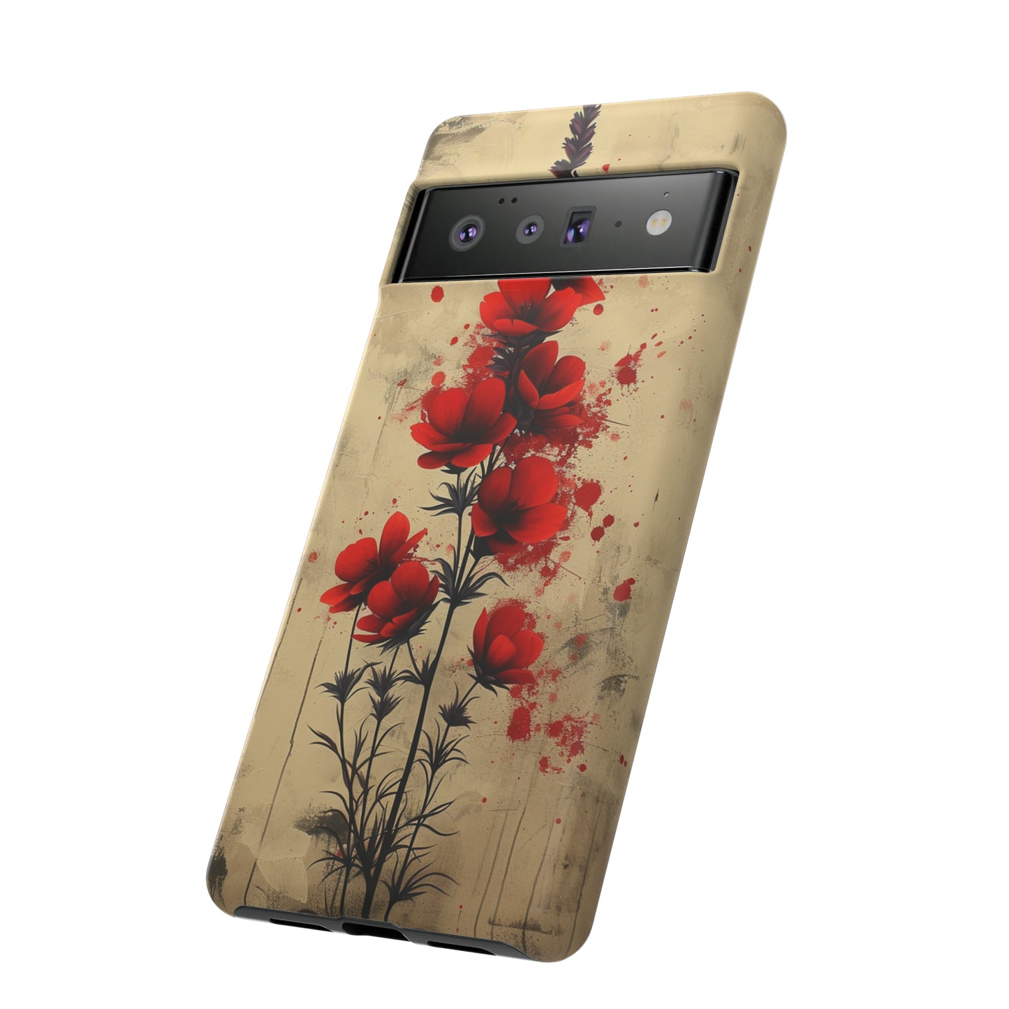 Vintage Red Roses, Wildflowers iPhone Case