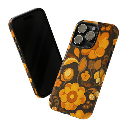 Abstract Retro 70s Dark Wildflower Patterns iPhone Case / Samsung Case