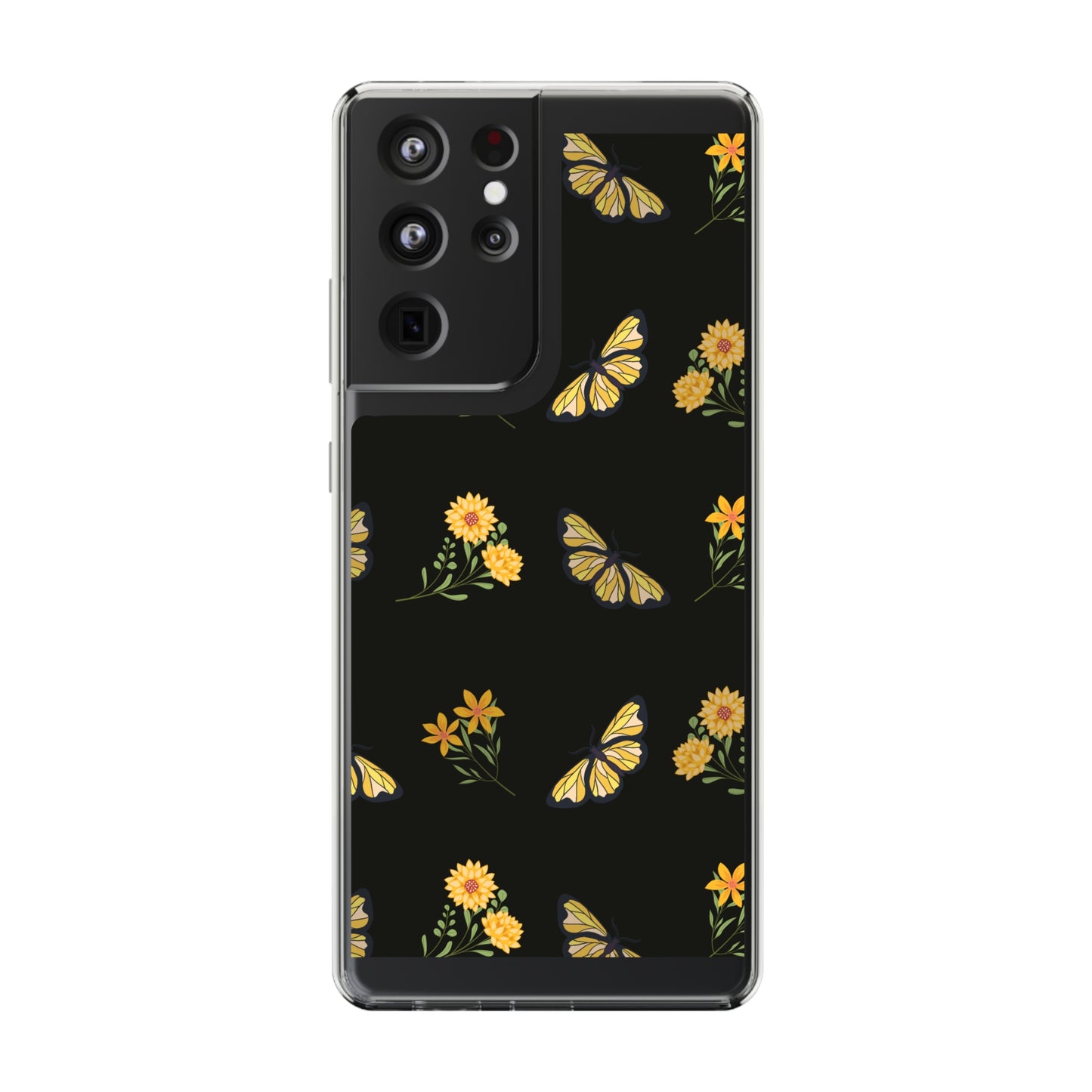 Yellow Butterfly & Flowers | Clear iPhone Case / Samsung Case