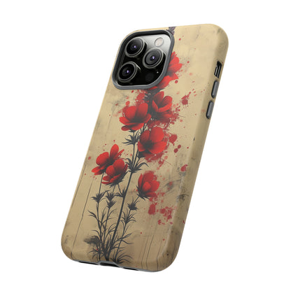 Vintage Red Roses, Wildflowers iPhone Case