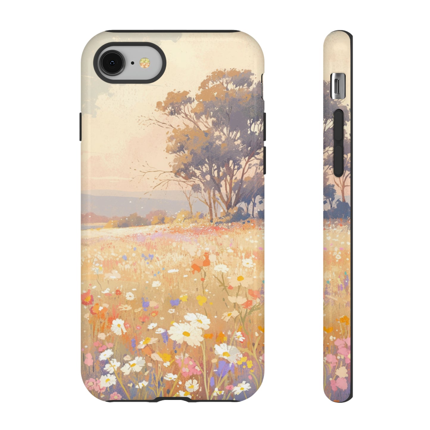 Landscape Wildflower Watercolor Phone Case, iPhone 15 14 13 Pro Max, Galaxy S24, Google Pixel 7, Aesthetic Spring Floral Design Gift For Her