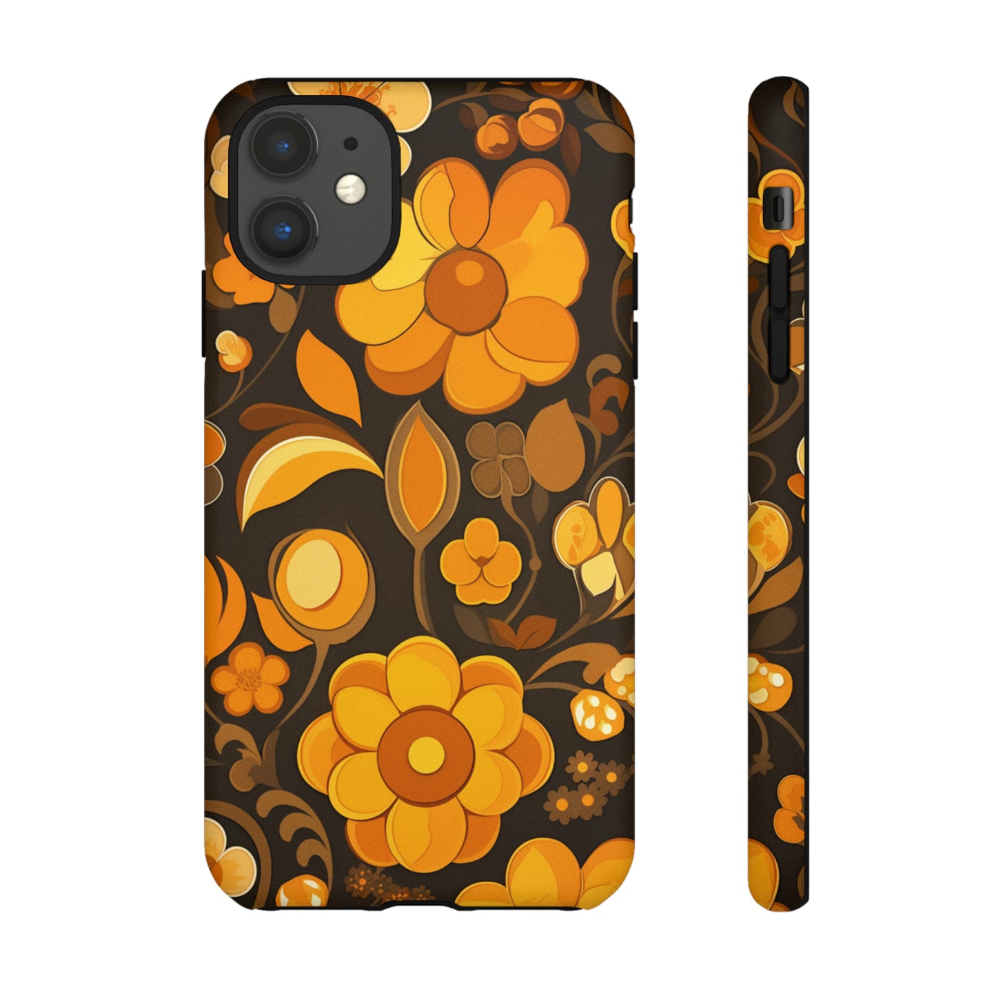 Abstract Retro 70s Dark Wildflower Patterns iPhone Case / Samsung Case