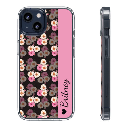 Custom Name Light Rose Pattern | Clear iPhone Case / Samsung Case