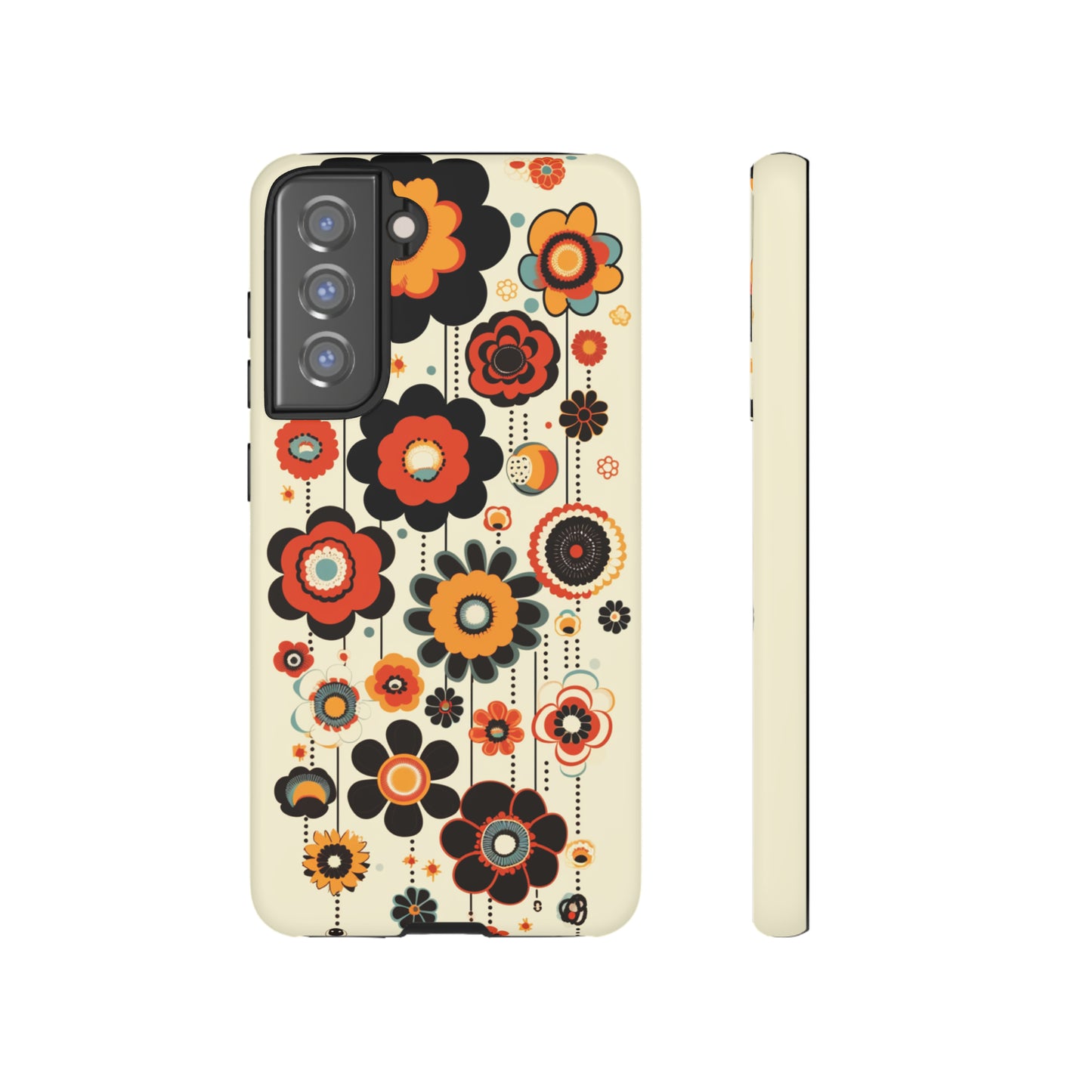 Minimalistic Round Flowers & Thin Vines Pattern iPhone Case