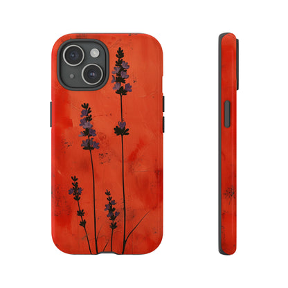 Tall Black Red Lavender Flowers iPhone Case