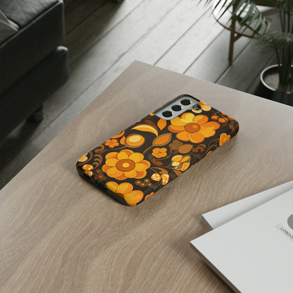 Abstract Retro 70s Dark Wildflower Patterns iPhone Case / Samsung Case