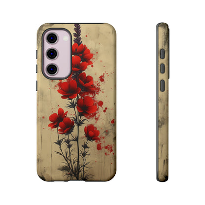 Vintage Red Roses, Wildflowers iPhone Case