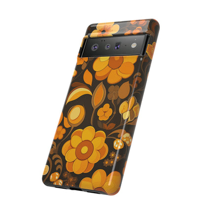 Abstract Retro 70s Dark Wildflower Patterns iPhone Case / Samsung Case