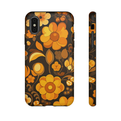 Abstract Retro 70s Dark Wildflower Patterns iPhone Case / Samsung Case