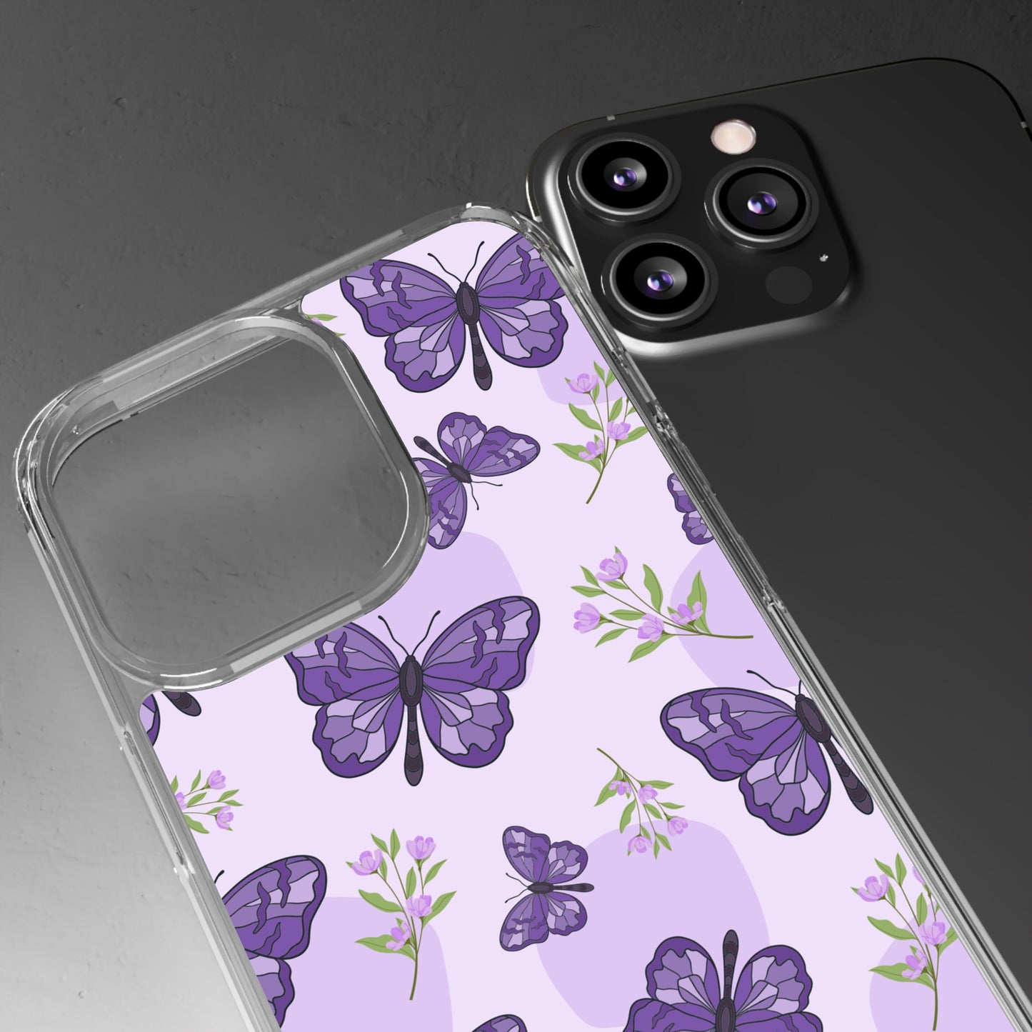 Purple Butterflies | Clear iPhone Case / Samsung Case