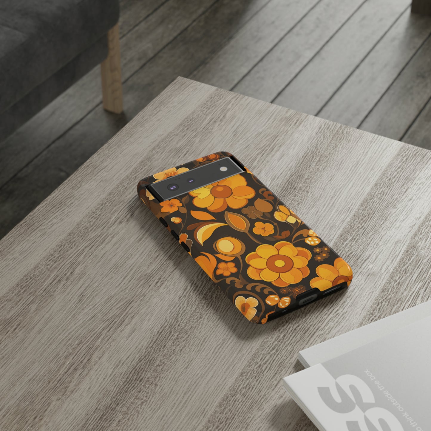 Abstract Retro 70s Dark Wildflower Patterns iPhone Case / Samsung Case